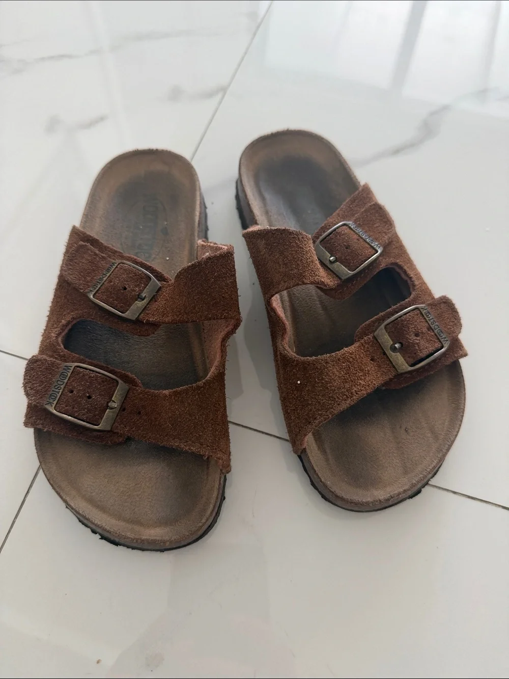 Kids Brown Suede Double-Strap Adjustable Sandals